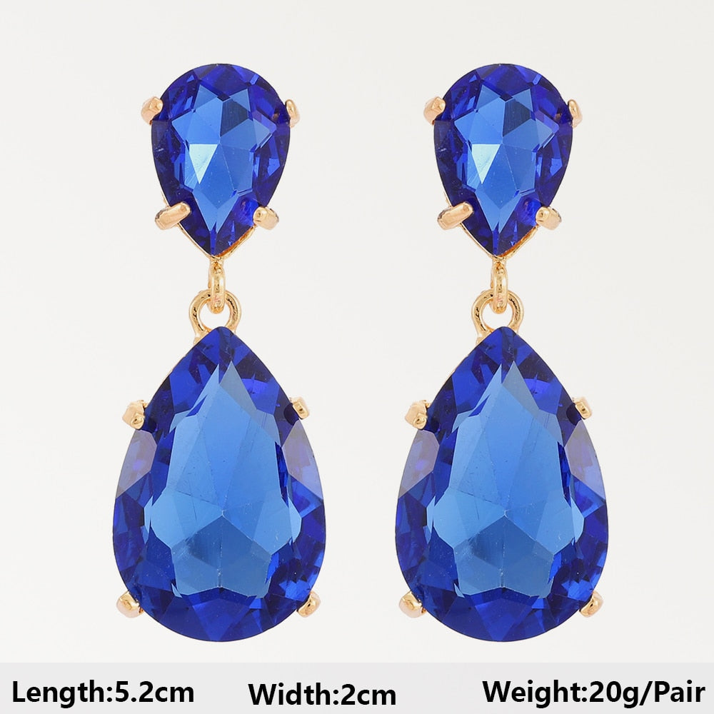 Dark Blue Series Long Dangle Drop Earrings