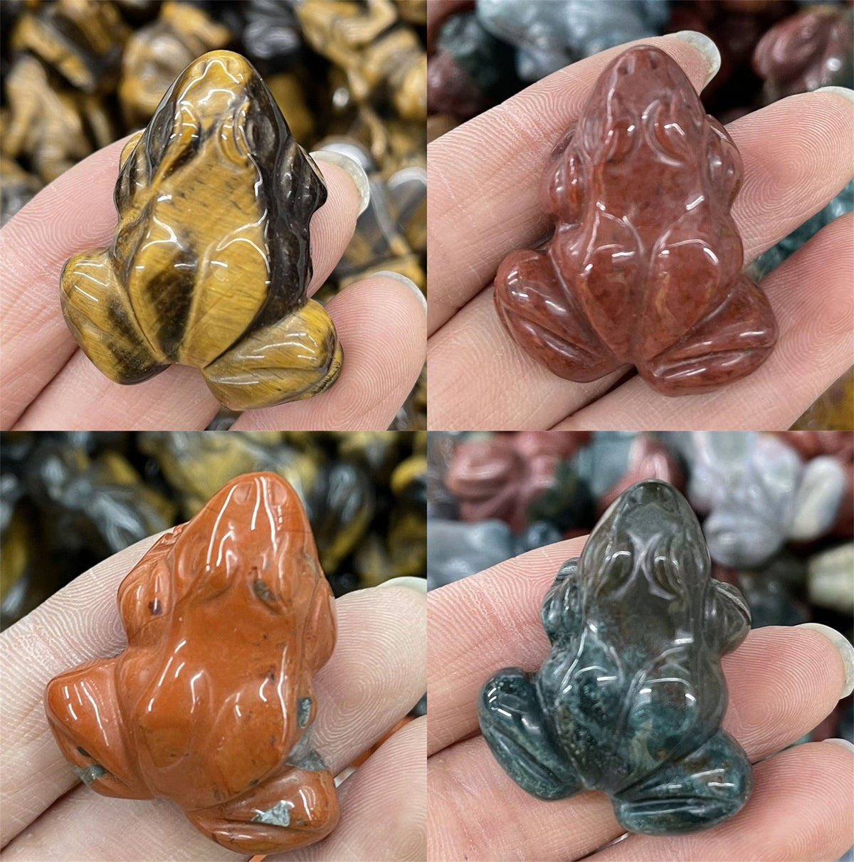 Frog Statue Reiki Figurine Opal Rose Quartz 