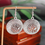 Hollow Carved Flowers Geometric Drop Earrings