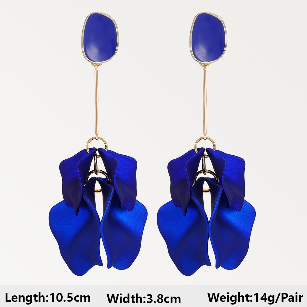 Dark Blue Series Long Dangle Drop Earrings