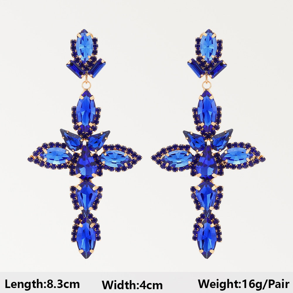 Dark Blue Series Long Dangle Drop Earrings