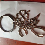 Hand Fatima Wings Clover Good Luck Keyring