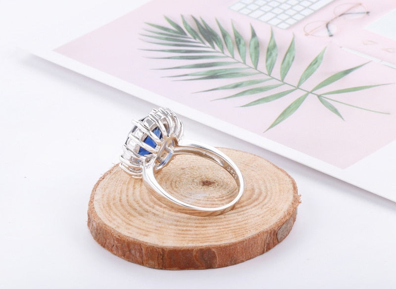 Princess Cut 3.2ct Lab Sapphire Ring
