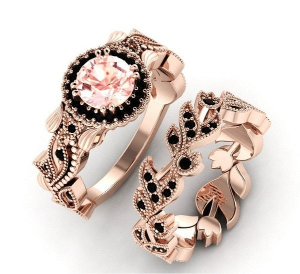Elegant Gold Color Zircon Red Crystal Ring