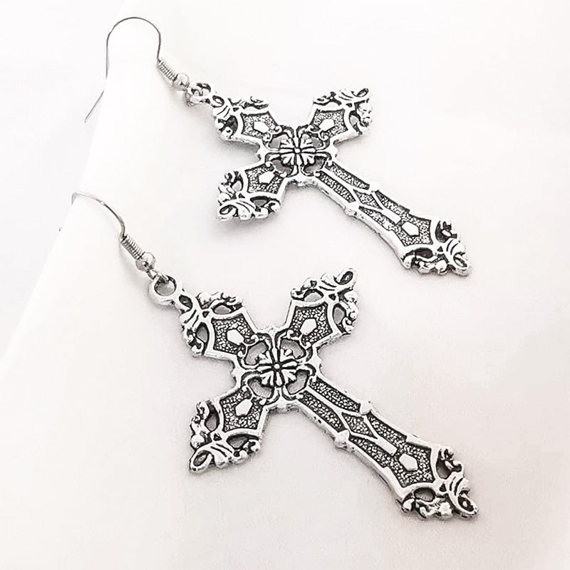 Cross Dangle Drop Earrings