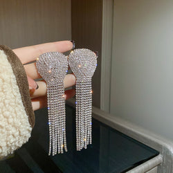 Long Full Rhinestone Big Earrings