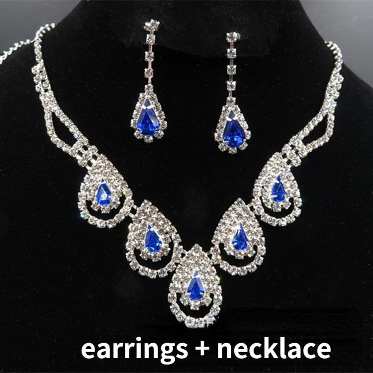 Trendy Blue Water Drop Rhinestones