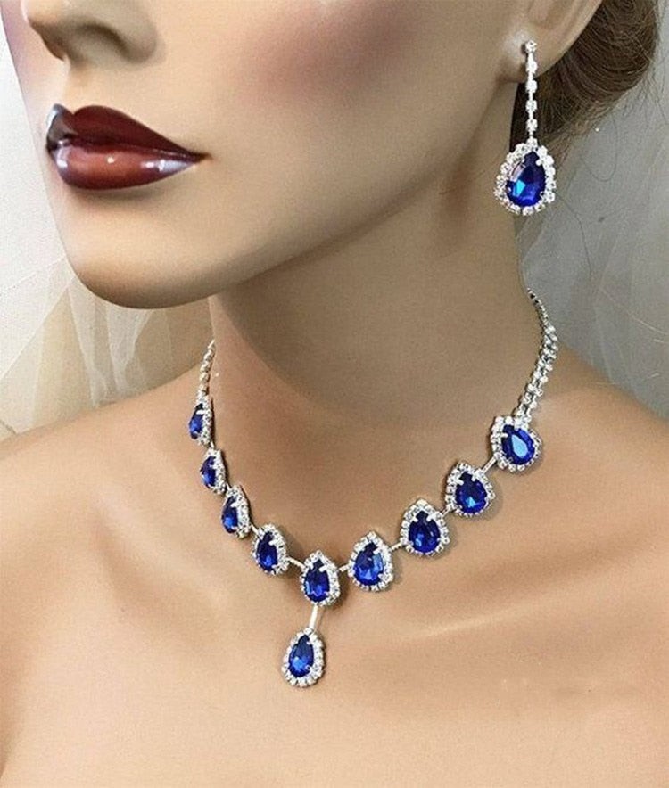 Trendy Blue Water Drop Rhinestones
