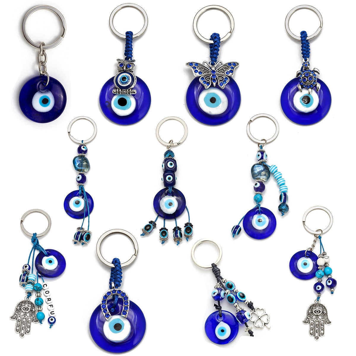 Turkish Lucky Blue Evil Eye Glass Keychain