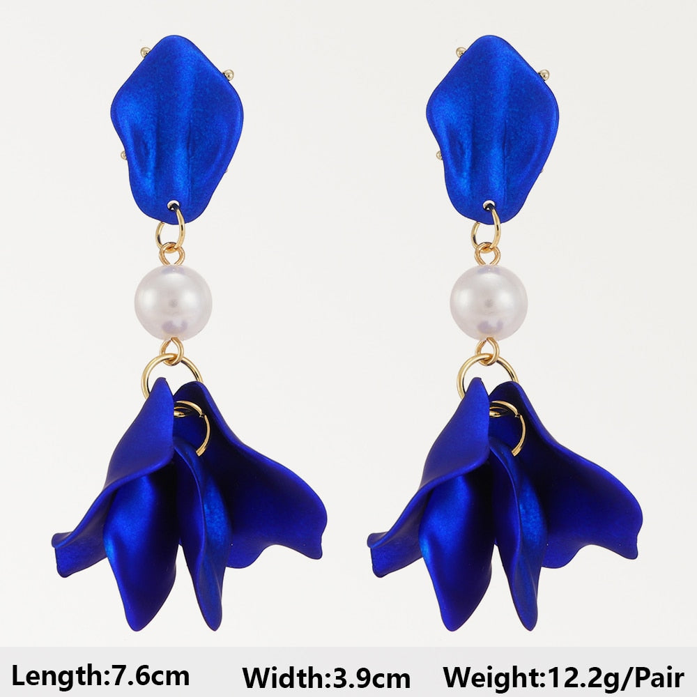 Dark Blue Series Long Dangle Drop Earrings