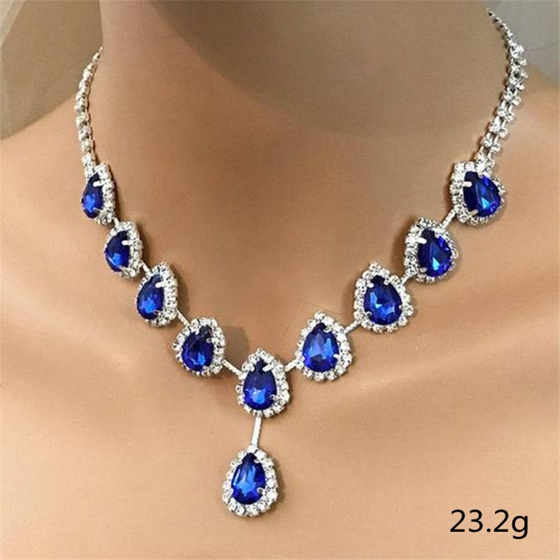 Trendy Blue Water Drop Rhinestones