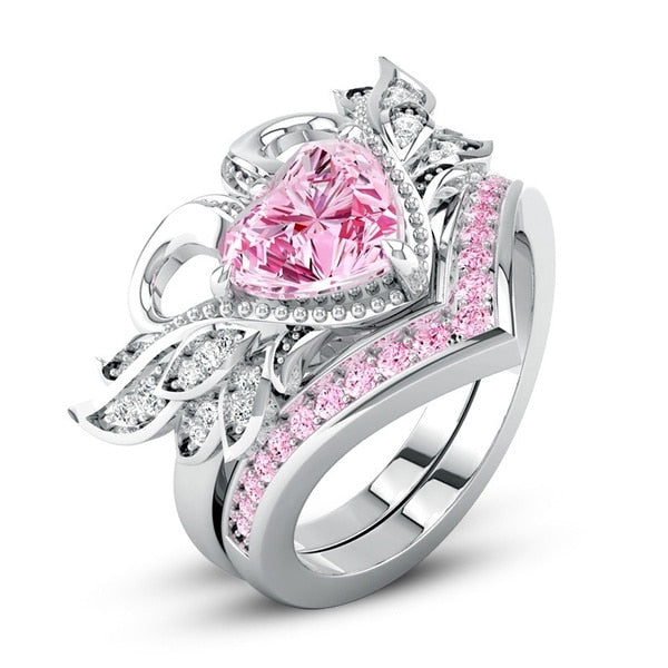 Elegant Gold Color Zircon Red Crystal Ring