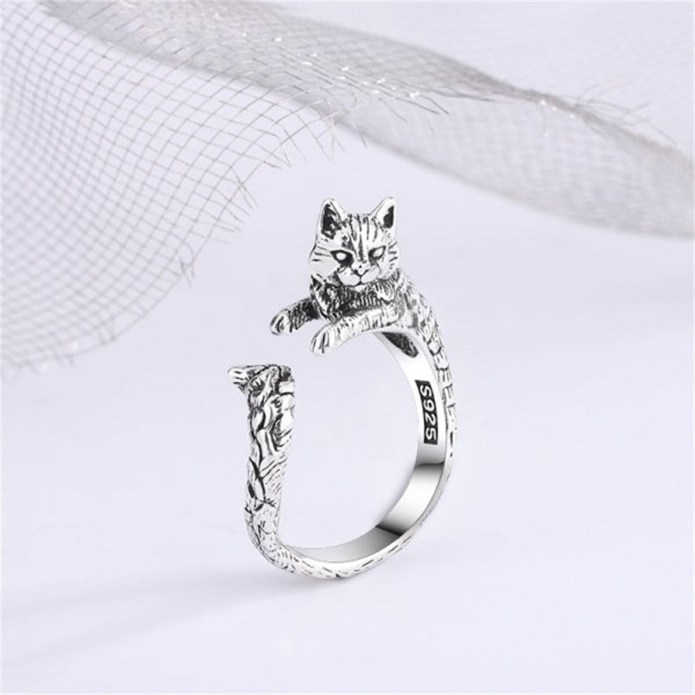 Retro Angel Wings Black Heart Rings