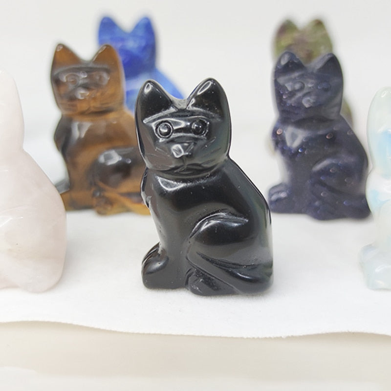Crystal Cat Gemstone Carving Healing