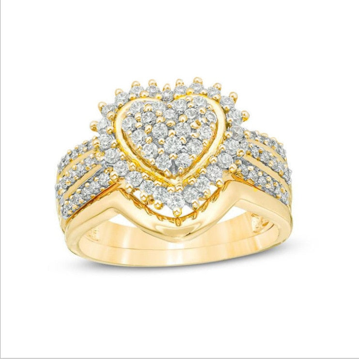 Elegant Gold Color Zircon Red Crystal Ring