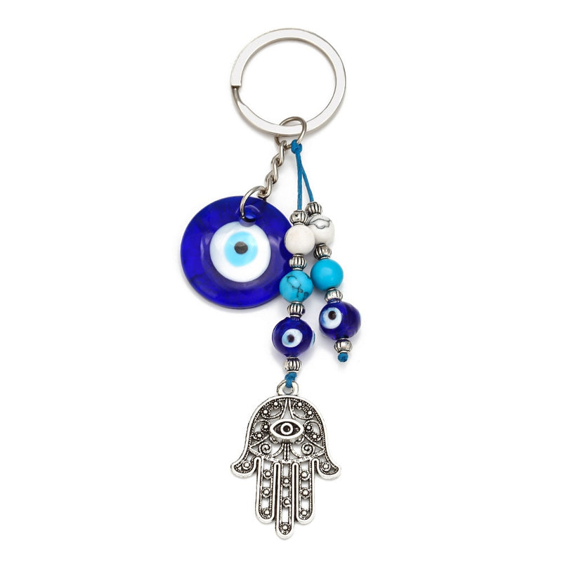 Turkish Lucky Blue Evil Eye Glass Keychain