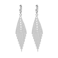 925 Silver Tassels Beads Drop Earrings