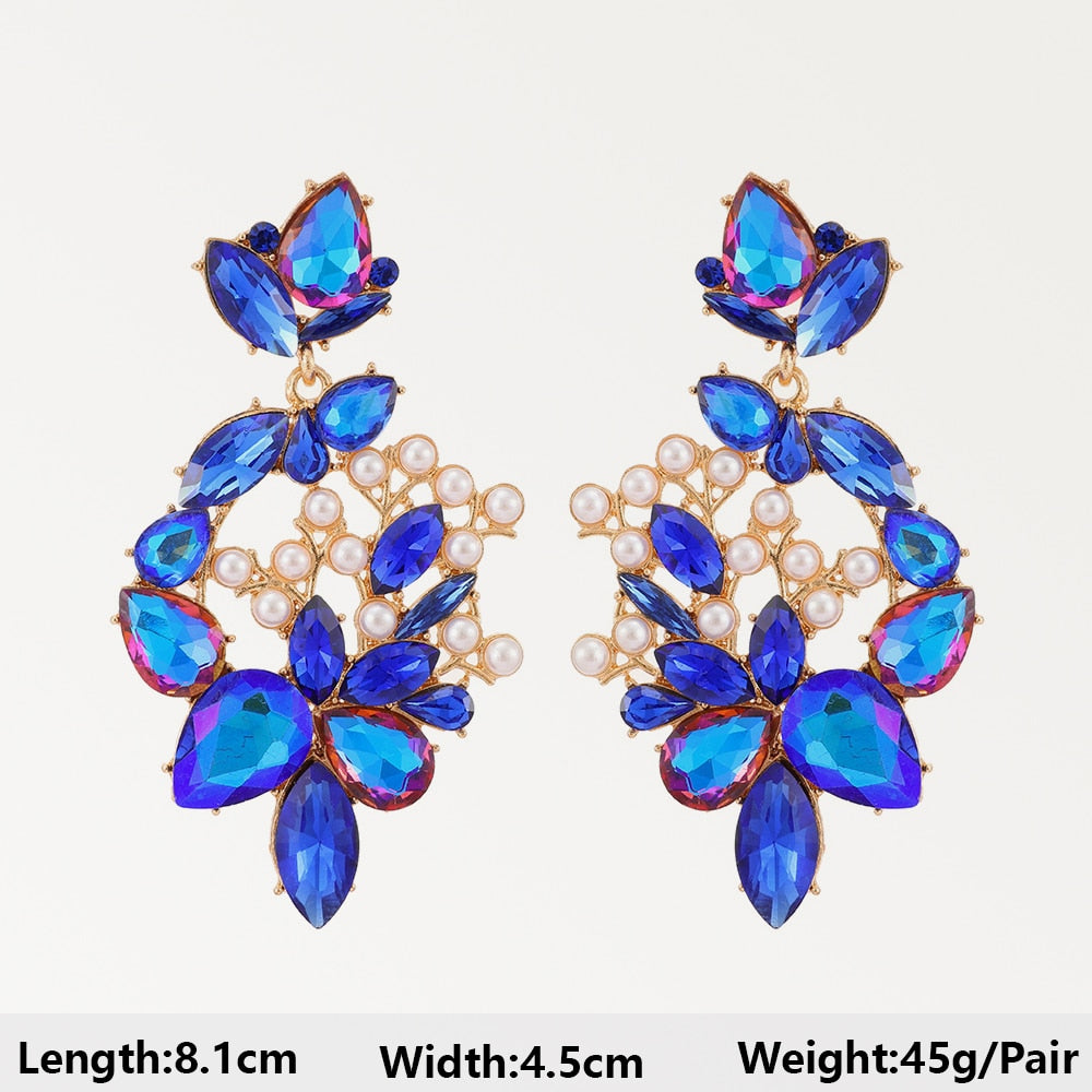 Dark Blue Series Long Dangle Drop Earrings