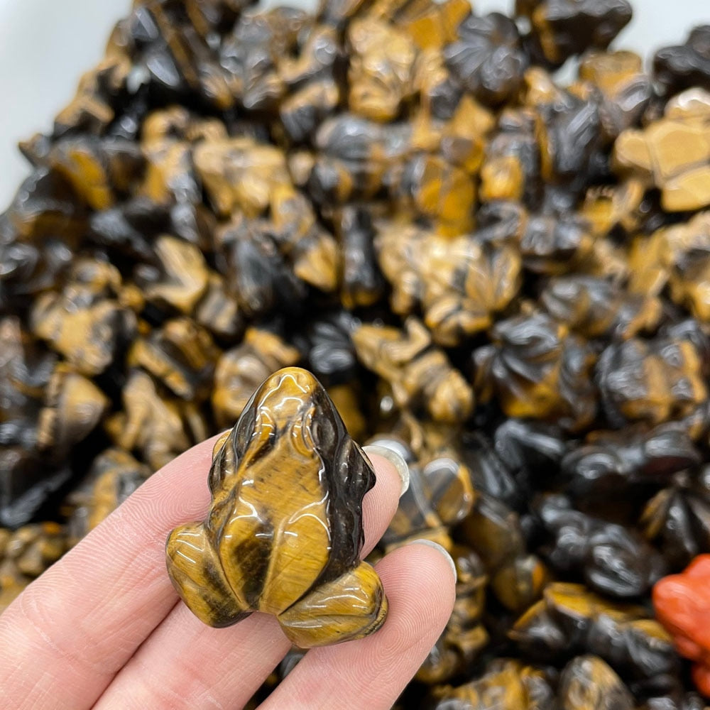 Frog Statue Reiki Figurine Opal Rose Quartz 