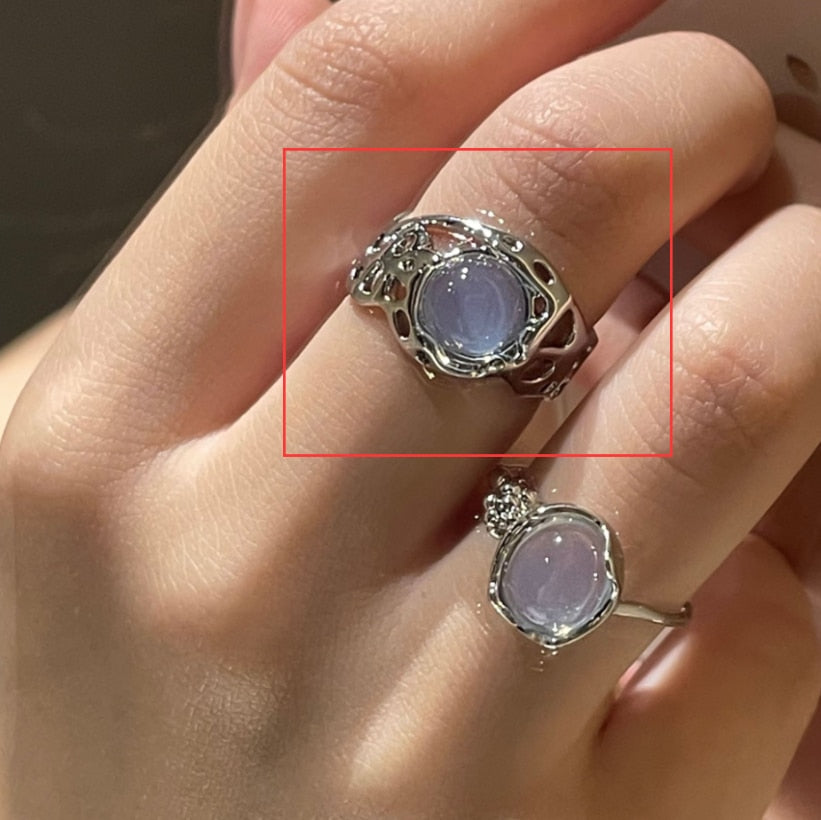 Elegant White Opal Irregular Crystal Ring