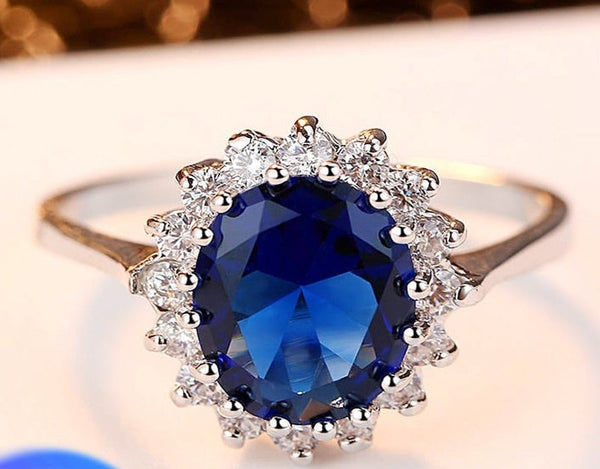 Princess Cut 3.2ct Lab Sapphire Ring