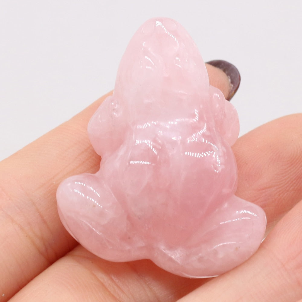 Frog Statue Reiki Figurine Opal Rose Quartz 