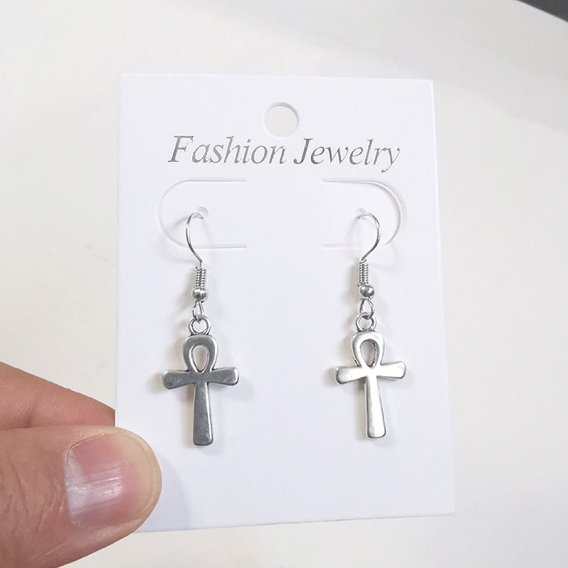 Cross Dangle Drop Earrings