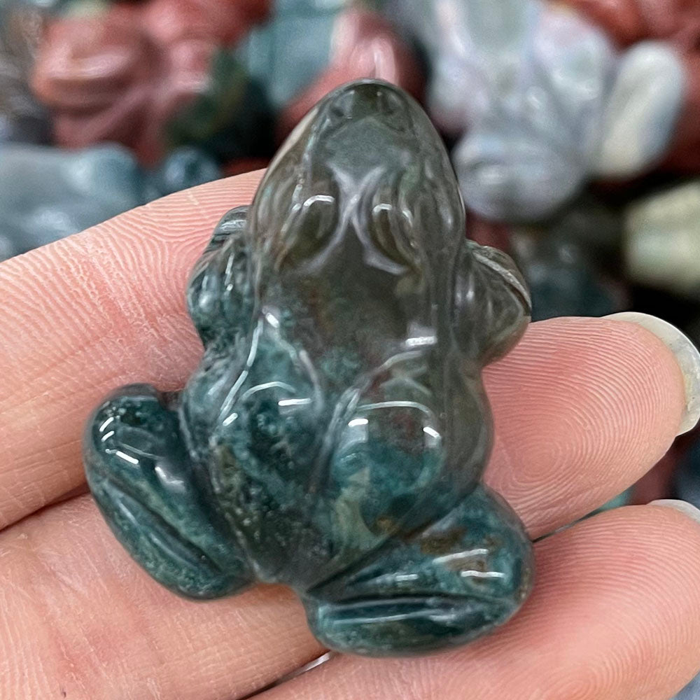 Frog Statue Reiki Figurine Opal Rose Quartz 