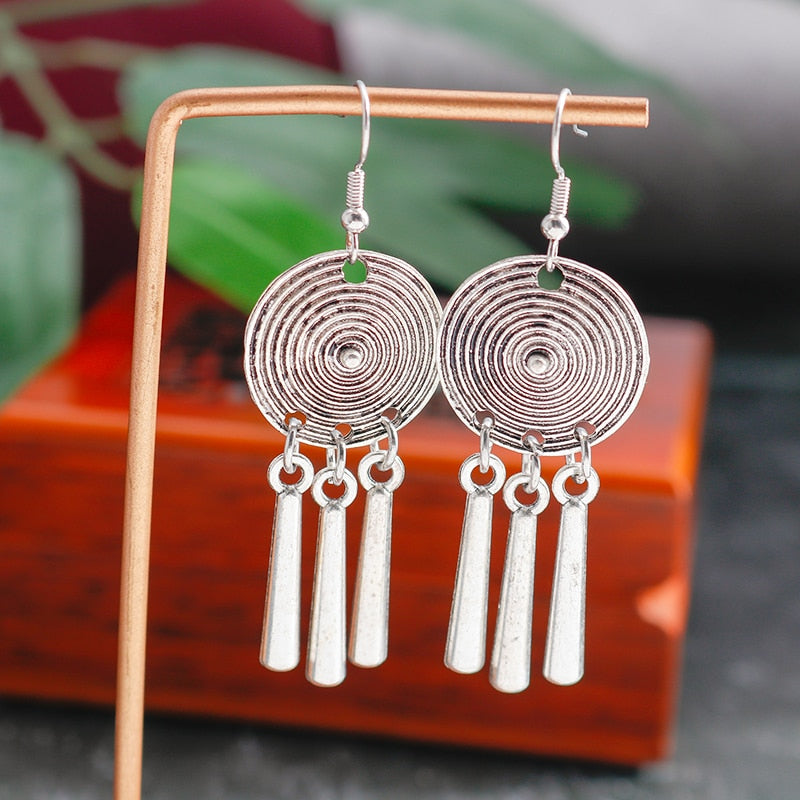 Hollow Carved Flowers Geometric Drop Earrings