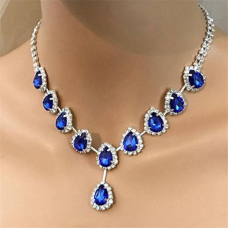 Trendy Blue Water Drop Rhinestones