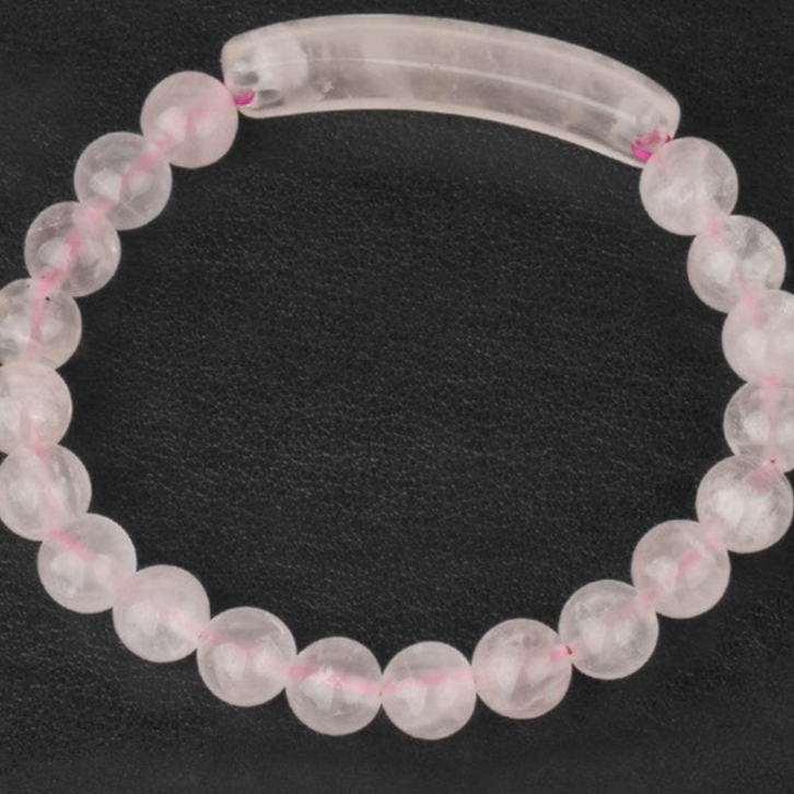 Bracelet- Rose Quartz with Rectangle Bar