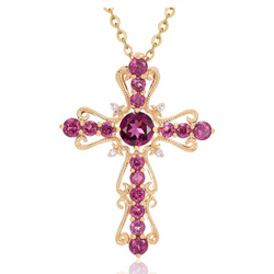 Ruby Cross Pendant Necklace