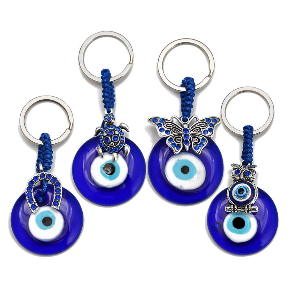 Turkish Lucky Blue Evil Eye Glass Keychain