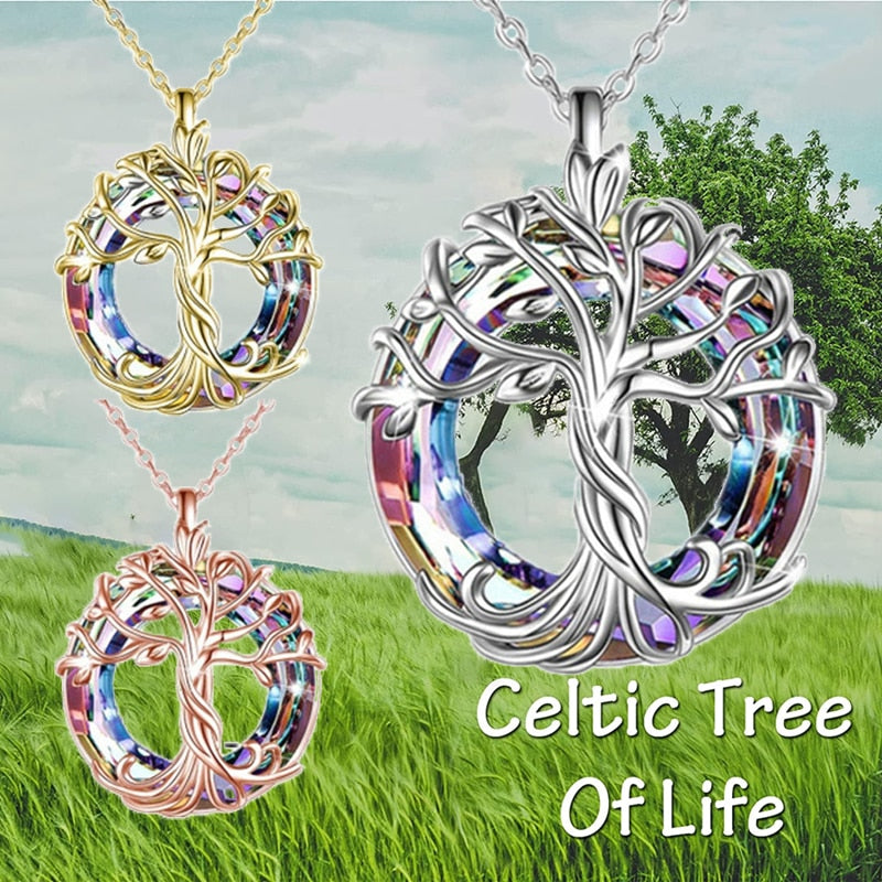 Silver Celtic Family Tree of Life Necklace 