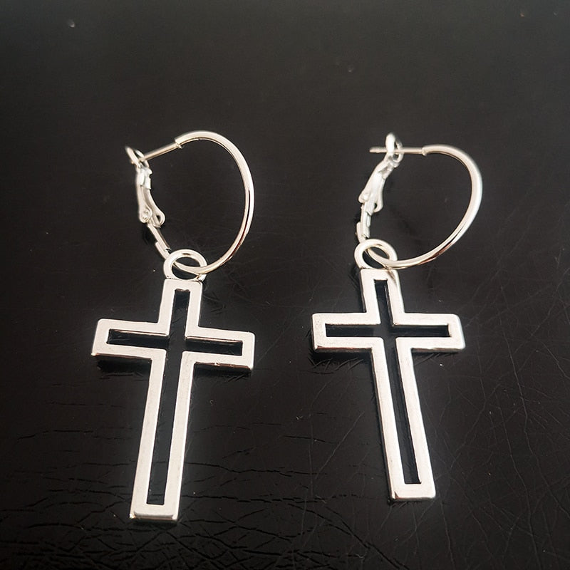 Cross Dangle Drop Earrings