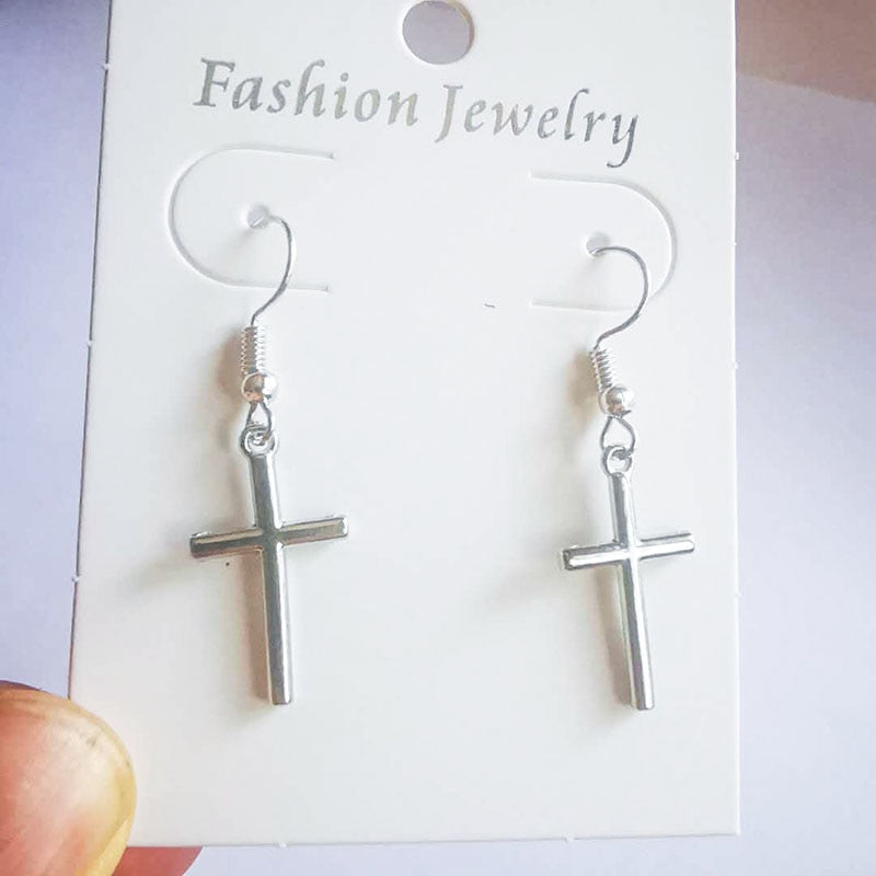 Cross Dangle Drop Earrings