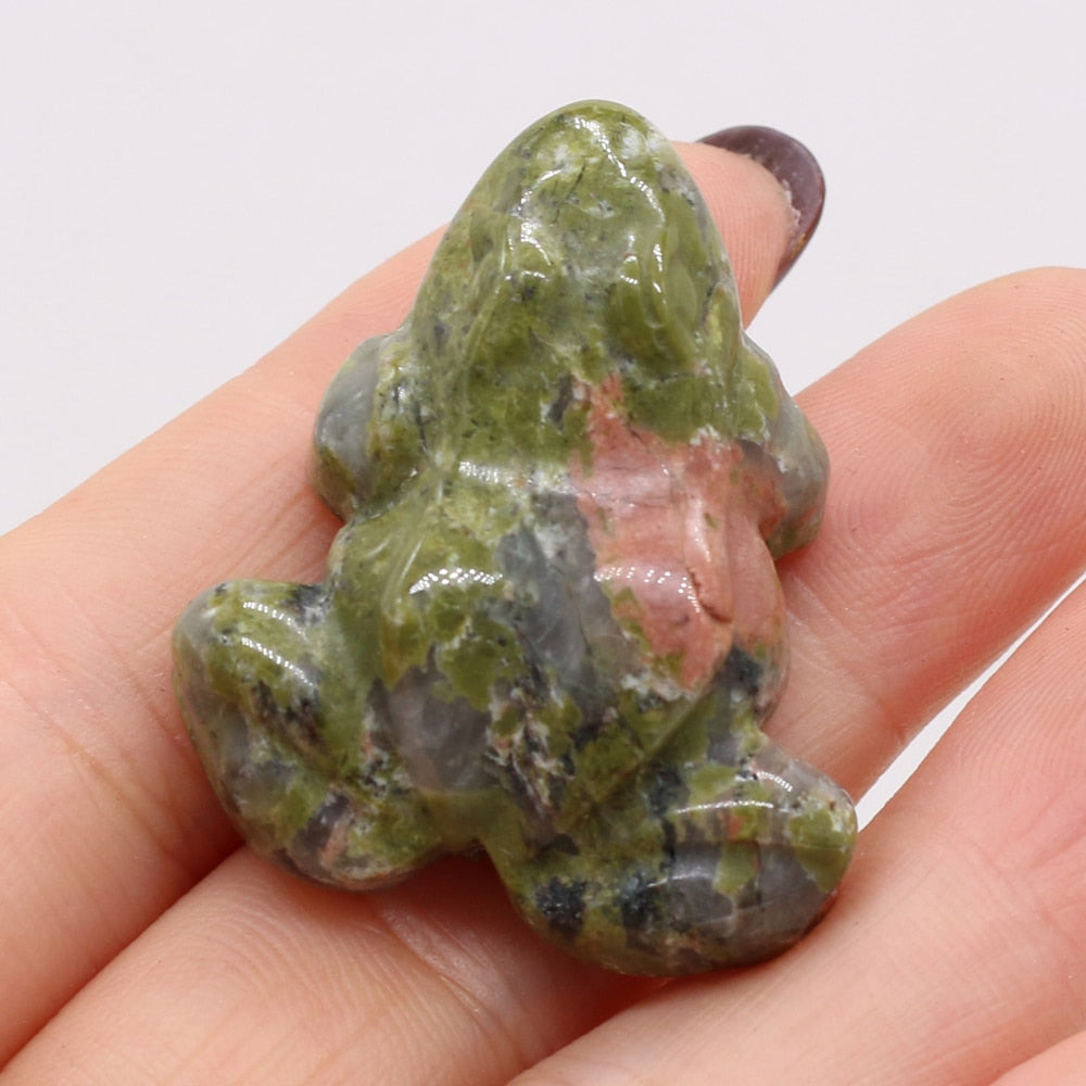 Frog Statue Reiki Figurine Opal Rose Quartz 