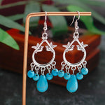 Hollow Carved Flowers Geometric Drop Earrings