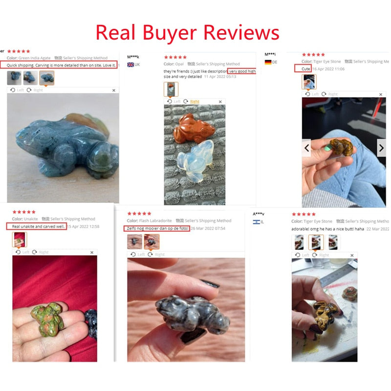 Frog Statue Reiki Figurine Opal Rose Quartz 