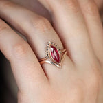 Elegant Gold Color Zircon Red Crystal Ring