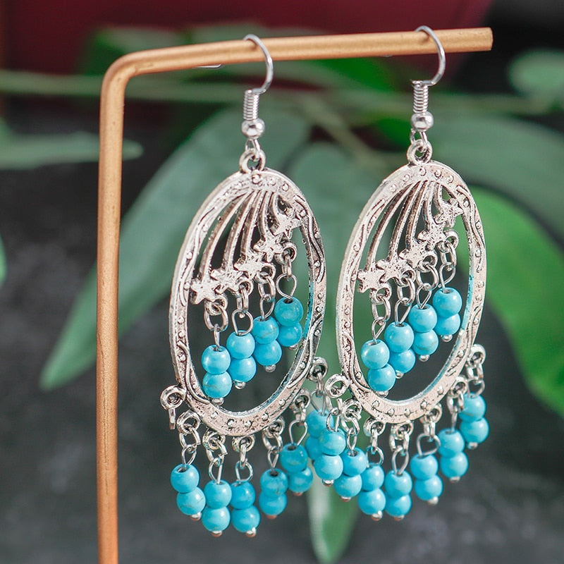 Hollow Carved Flowers Geometric Drop Earrings