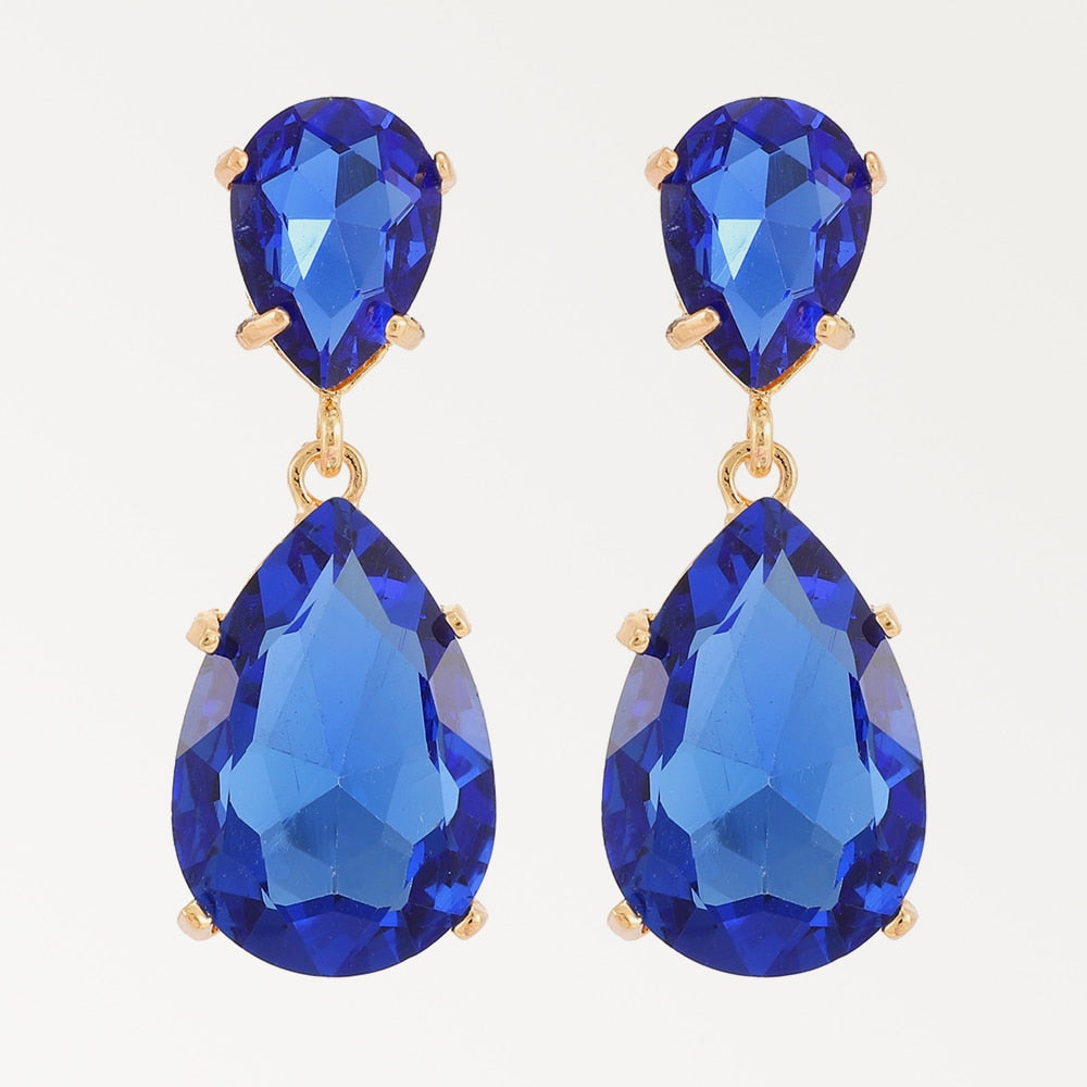 Dark Blue Series Long Dangle Drop Earrings