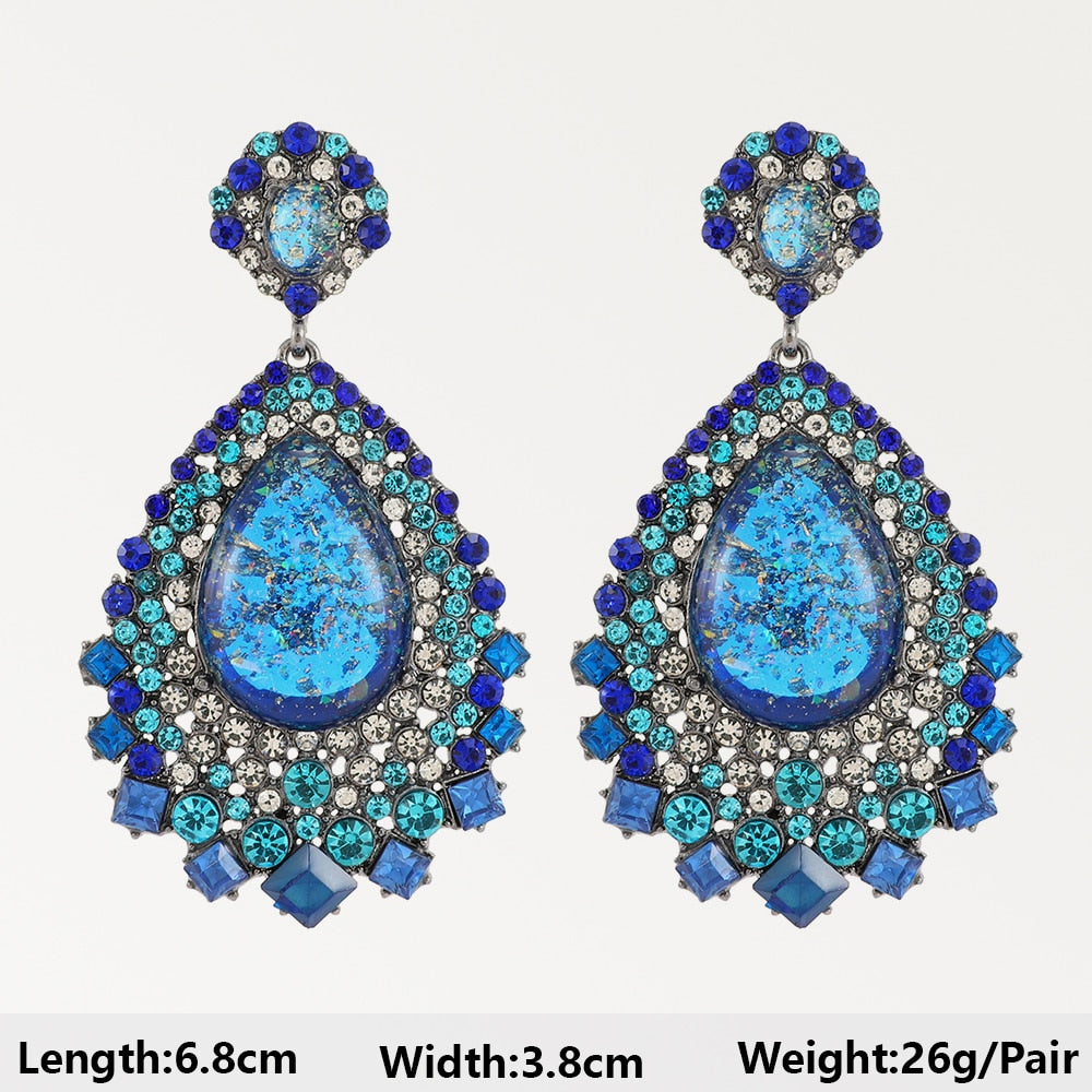 Dark Blue Series Long Dangle Drop Earrings