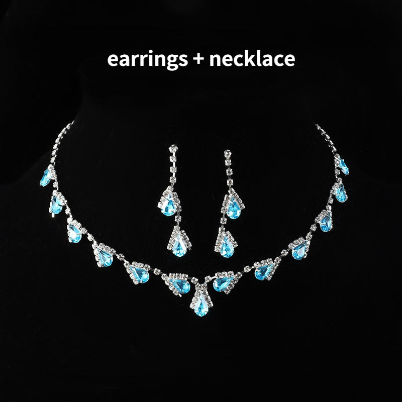 Trendy Blue Water Drop Rhinestones