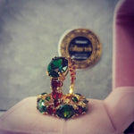 Elegant Gold Color Zircon Red Crystal Ring