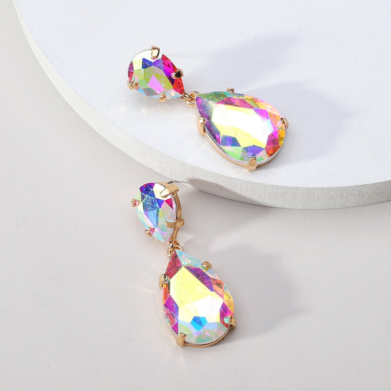 Fashion Water Drop Glass Dangle Earrings
