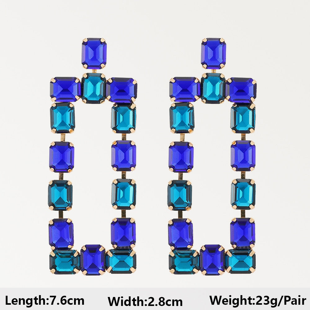 Dark Blue Series Long Dangle Drop Earrings