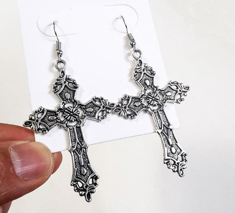 Cross Dangle Drop Earrings