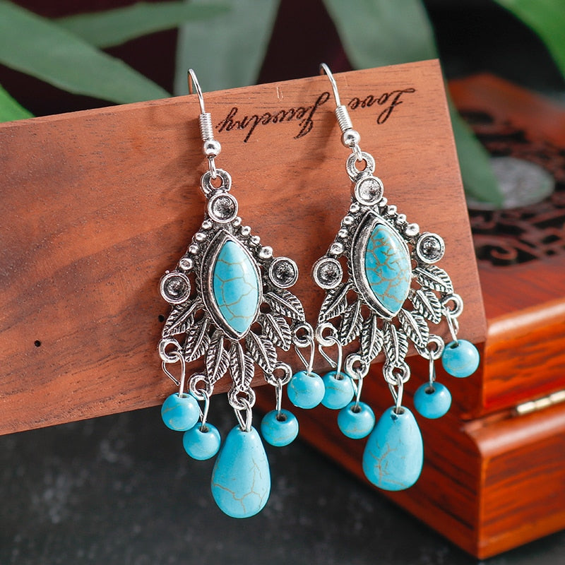 Hollow Carved Flowers Geometric Drop Earrings