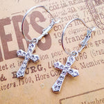 Cross Dangle Drop Earrings